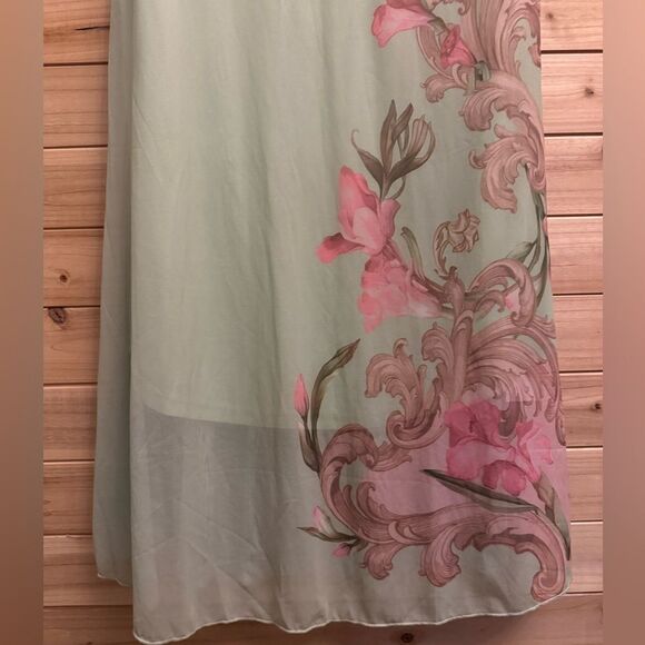 NWT Cider Size XXLarge Sage Green Square Neck Floral Mesh Overlay Maxi Dress - Picture 6 of 13